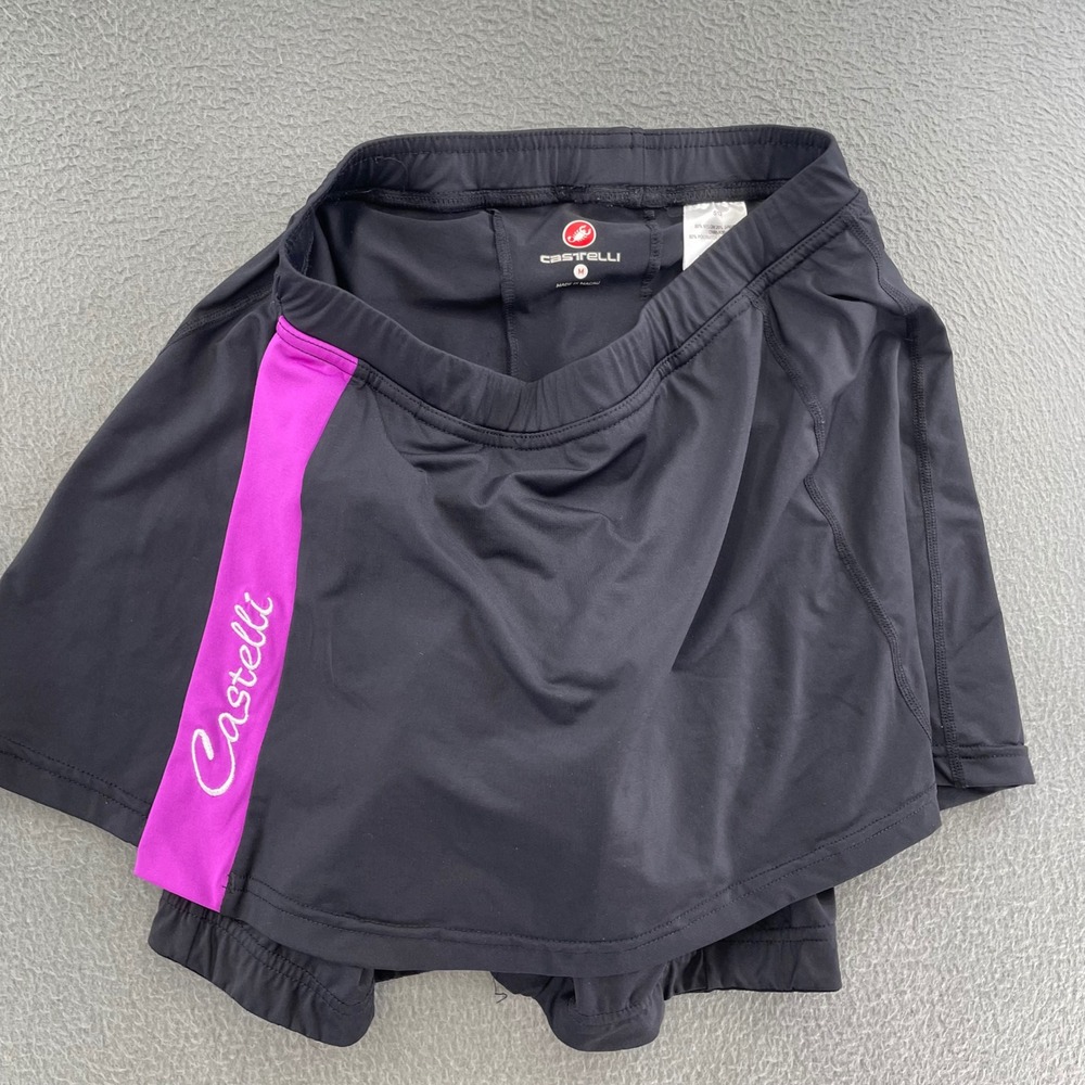 Castelli Women Cycling Skort Nylon Spandex Medium Black Purple Padded Athletic
